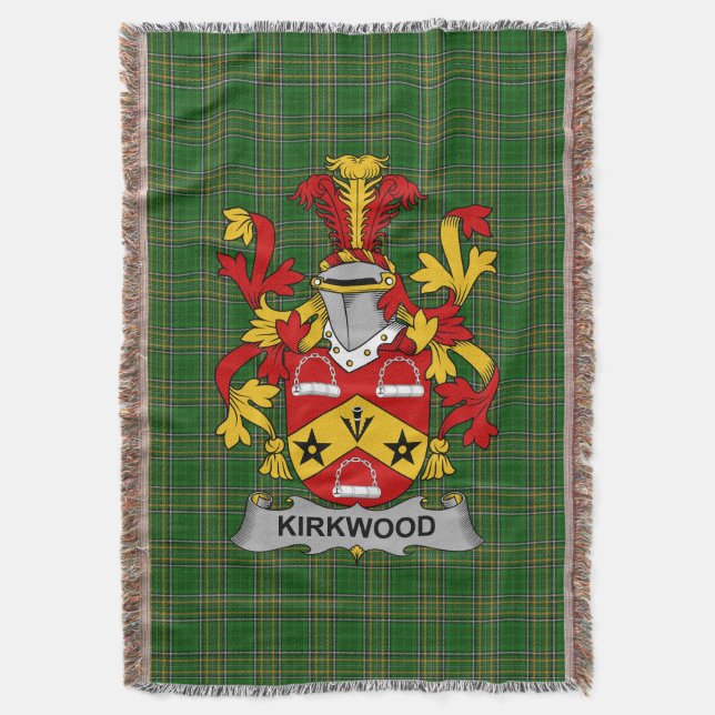  Irish Kirkwood Coat of Arms Family Crest Ireland Throw Blanket (Front Vertical)