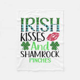 Irish Kisses And Shamrock Pinches Fleece Blanket