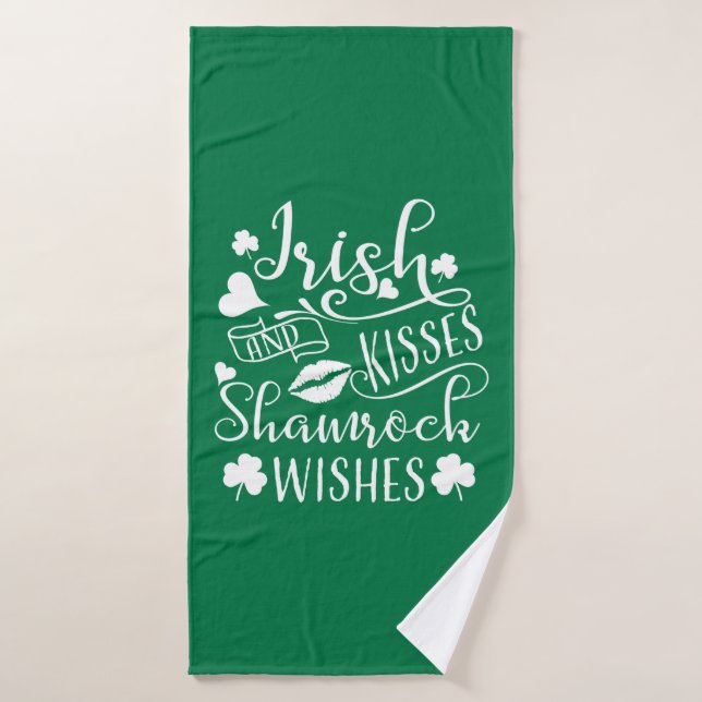 Irish Kisses and Shamrock Wishes Bath Towel (Bath Towel)