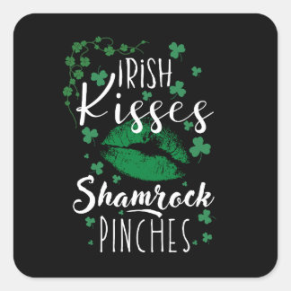 Irish kisses shamrock pinches square sticker