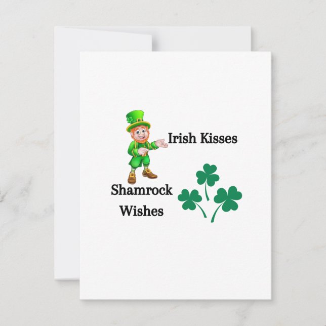 Irish Kisses, Shamrock Wishes on a  Holiday Card (Front)