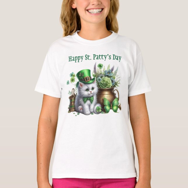 Irish Kitten For St. Patrick's Day T-Shirt (Front)