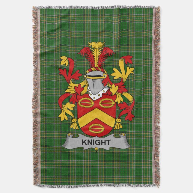  Irish Knight Coat of Arms Family Crest Ireland Throw Blanket (Front Vertical)