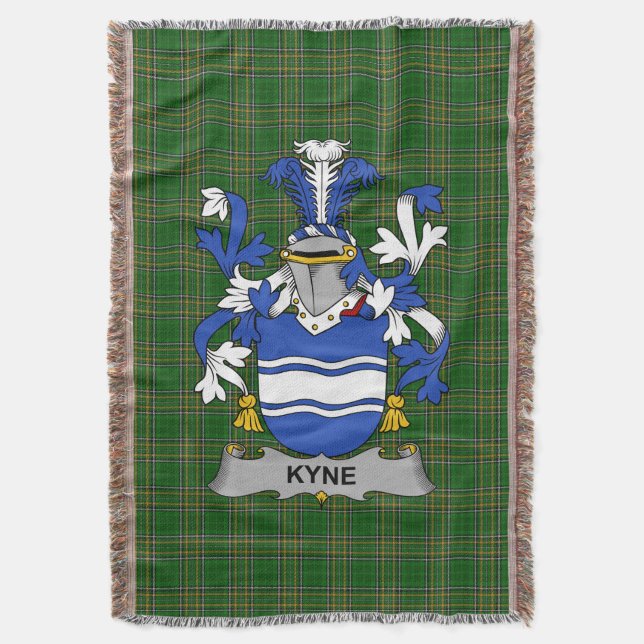  Irish Kyne or O_Kyne Coat of Arms Family Crest Ir Throw Blanket (Front Vertical)