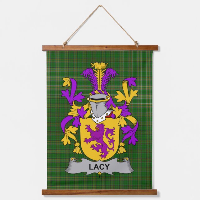 Irish Lacy or De Lacy Coat of Arms Family Crest Hanging Tapestry (Front)
