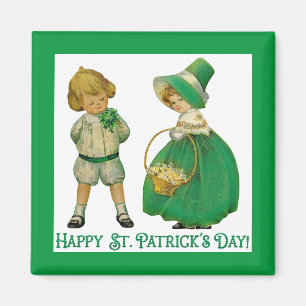 Irish Lad And Lassie 2 Inch Square Magnet