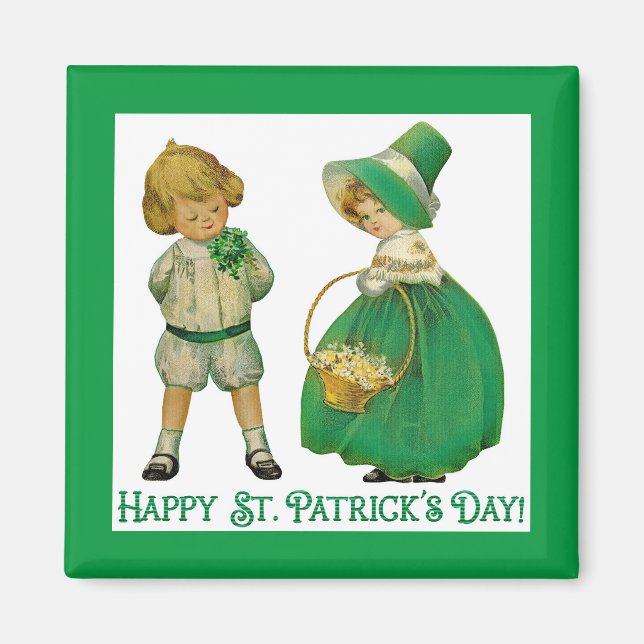 Irish Lad And Lassie 2 Inch Square Magnet (Front)