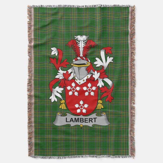  Irish Lambert Coat of Arms Family Crest Ireland Throw Blanket (Front Vertical)