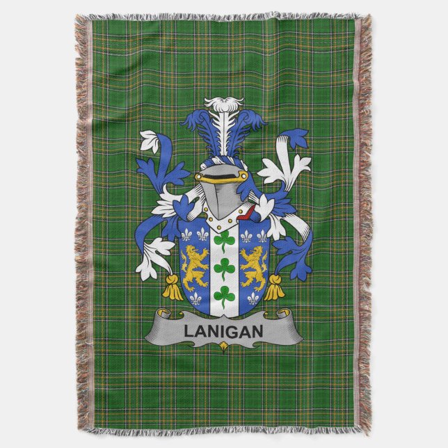  Irish Lanigan or O_Lenigan Coat of Arms Family Cr Throw Blanket (Front Vertical)