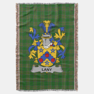 Irish Lany or Laney Coat of Arms Family Crest Ire Throw Blanket