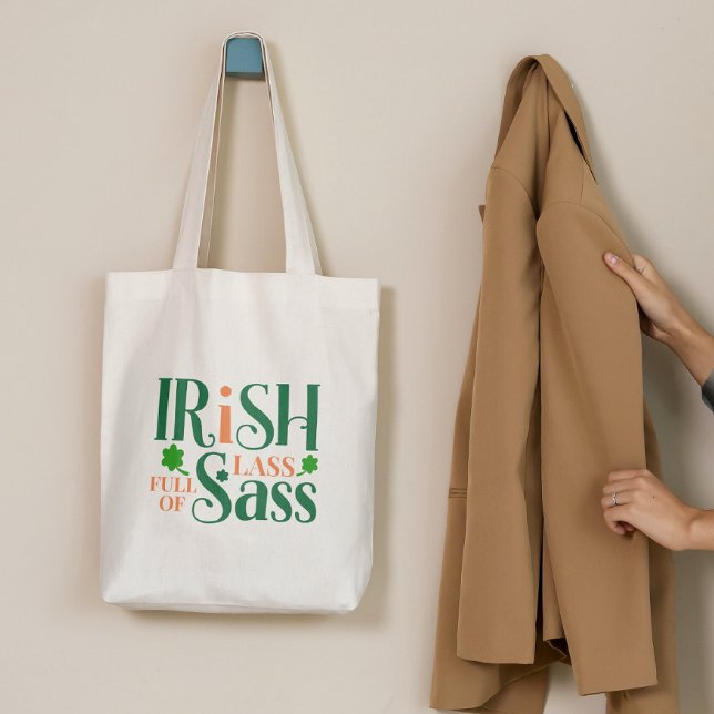 Irish Lass Full Of Sass Funny St Patrick's Day Tote Bag (Creator Uploaded)