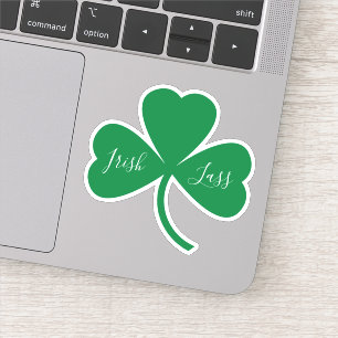 Irish Lass Script on Green Shamrock