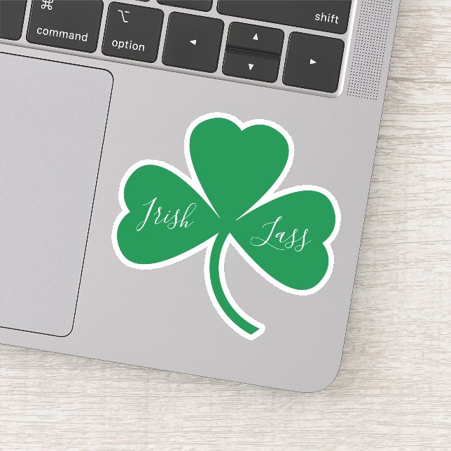 Irish Lass Script on Green Shamrock (Detail)