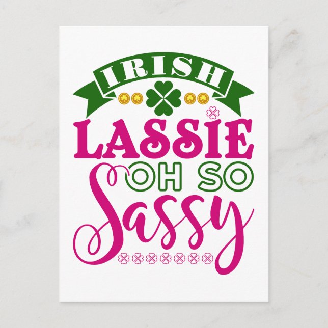 Irish Lassie Oh So Sassy St Patrick's Day Postcard (Front)