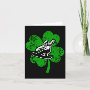 Irish Leaf Snowboarding St. Patrick's Day Green Gi Card
