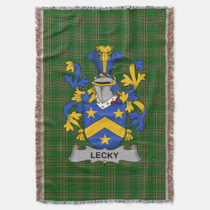 Irish Lecky or Lackey Coat of Arms Family Crest I Throw Blanket