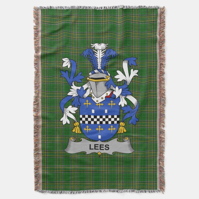  Irish Lees or McAleese Coat of Arms Family Crest  Throw Blanket (Front Vertical)