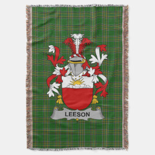 Irish Leeson Coat of Arms Family Crest Ireland Throw Blanket