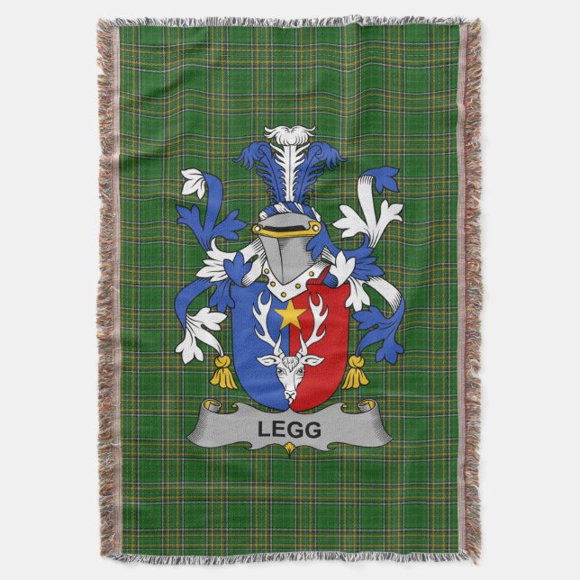  Irish Legg or Legge Coat of Arms Family Crest Ire Throw Blanket (Front Vertical)