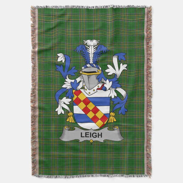  Irish Leigh or McLaeghis Coat of Arms Family Cres Throw Blanket (Front Vertical)