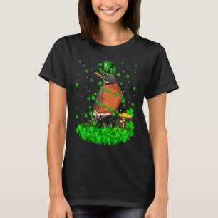 Irish Leprechaun American Robin Bird St Patrick's T-Shirt