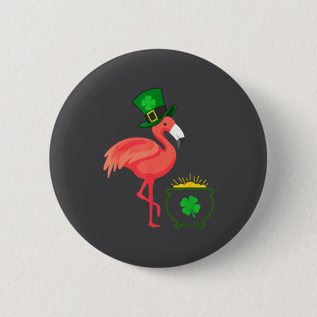 Irish Leprechaun Flamingo St Patricks Day  6 Cm Round Badge (Front)