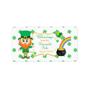 Irish Leprechaun Greetings Clover St Patrick's Dal Label