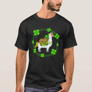 Irish Leprechaun Hat Sloth Riding Llama St Patrick T-Shirt