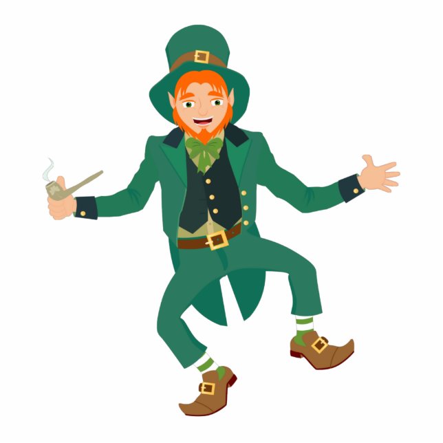 Irish Leprechaun holding a pipe and dancing Photo Sculpture Decoration (Front)