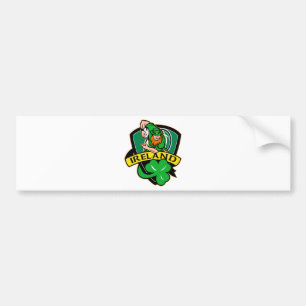 Irish leprechaun rugby player shamrock ireland bumper sticker