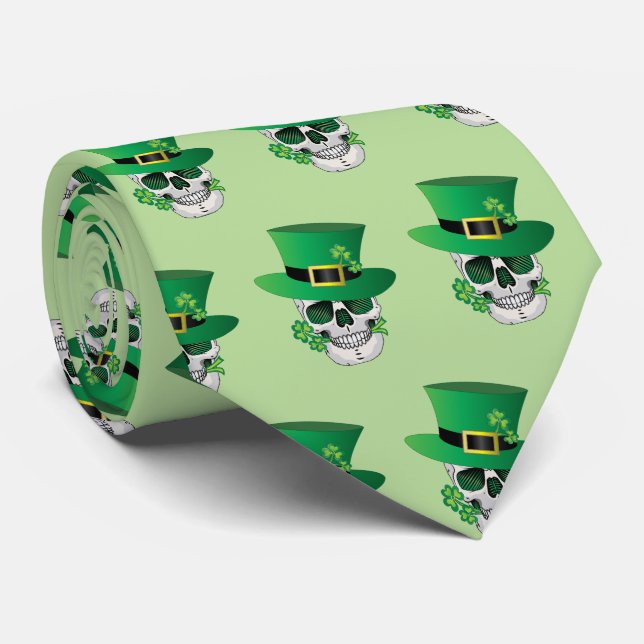 Irish Leprechaun Skull Tie (Rolled)