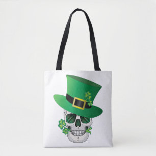 Irish Leprechaun Skull Tote Bag