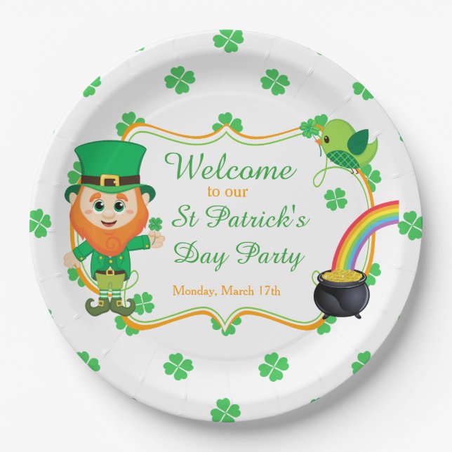 Irish Leprechaun St Patrick's Day Party Paper Plate (Front)