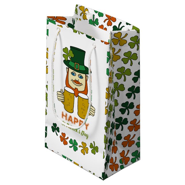 Irish Leprechaun, St Patrick's Day Small Gift Bag (Front Angled)