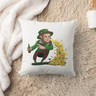 Irish Leprechaun Tossing Lucky Cookies Funny  Cushion