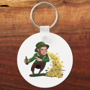 Irish Leprechaun Tossing Lucky Cookies Funny Key Ring