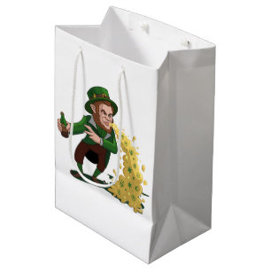 Irish Leprechaun Tossing Lucky Cookies Funny  Medium Gift Bag
