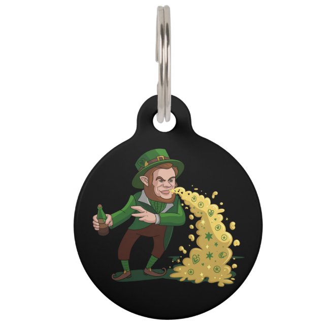 Irish Leprechaun Tossing Lucky Cookies Funny  Pet Tag (Front)