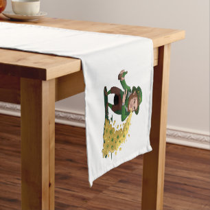 Irish Leprechaun Tossing Lucky Cookies Funny  Short Table Runner