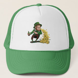 Irish Leprechaun Tossing Lucky Cookies Funny  Trucker Hat