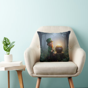Irish Leprechaun with a Pot of Gold Cushion
