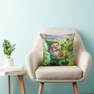 Irish Leprechaun With Gold Coins Cushion
