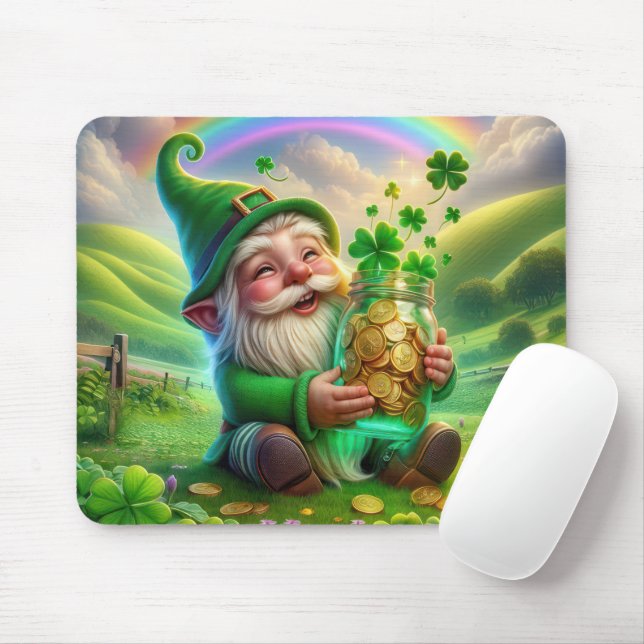 Irish Leprechaun With Gold Coins Mouse Mat (With Mouse)