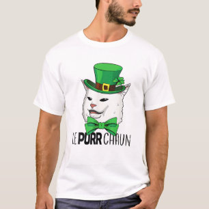 Irish Lepurrchaun Purr Smudge Cat Meme Shamrock St T-Shirt