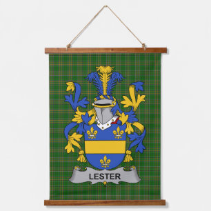 Irish Lester or McAlester Coat of Arms Family Cres Hanging Tapestry