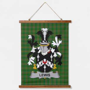 Irish Lewis Coat of Arms Family Crest Hanging Tapestry