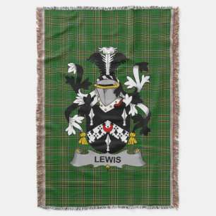 Irish Lewis Coat of Arms Family Crest Ireland Throw Blanket