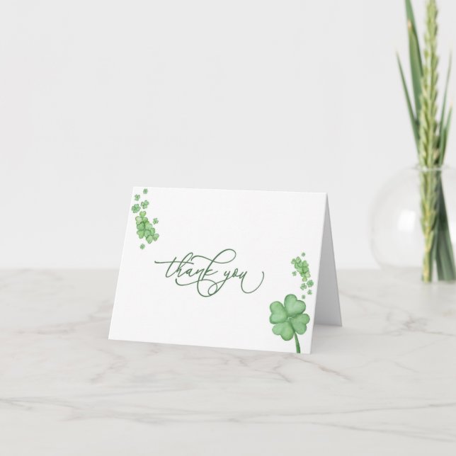Irish Little Shamrock Baby Shower Thank You Card (Front)