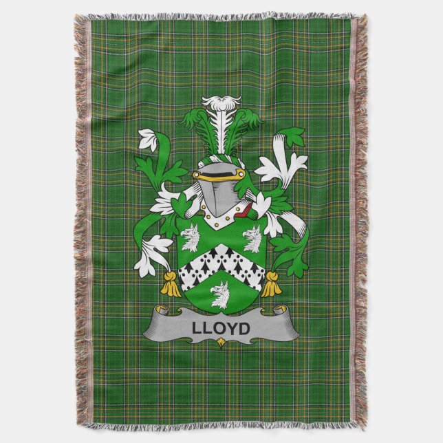  Irish Lloyd Coat of Arms Family Crest Ireland Throw Blanket (Front Vertical)
