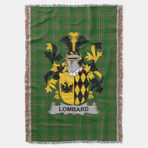 Irish Lombard Coat of Arms Family Crest Ireland Throw Blanket
